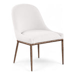 Ferro Linen Textured Performance Fabric Upholstered Dining Side Chair in Cream