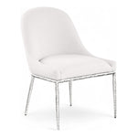 Ferro Linen Textured Performance Fabric Upholstered Dining Side Chair in Cream