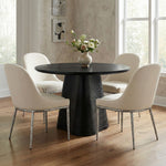 Ferro Linen Textured Performance Fabric Upholstered Dining Side Chair in Cream