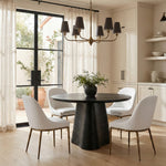 Ferro Linen Textured Performance Fabric Upholstered Dining Side Chair in White