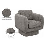 Alessandra Chenille Fabric Upholstered Swivel Accent Chair in Grey