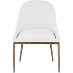 Ferro Linen Textured Performance Fabric Upholstered Dining Side Chair in White