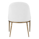 Ferro Linen Textured Performance Fabric Upholstered Dining Side Chair in White