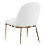 Ferro Linen Textured Performance Fabric Upholstered Dining Side Chair in White