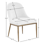 Ferro Linen Textured Performance Fabric Upholstered Dining Side Chair in White