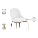 Ferro Linen Textured Performance Fabric Upholstered Dining Side Chair in White