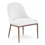 Ferro Linen Textured Performance Fabric Upholstered Dining Side Chair in White