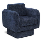 Alessandra Chenille Fabric Upholstered Swivel Accent Chair in Navy