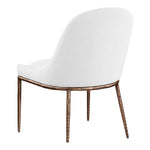 Ferro Linen Textured Performance Fabric Upholstered Dining Side Chair in White