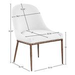 Ferro Linen Textured Performance Fabric Upholstered Dining Side Chair in White
