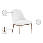 Ferro Linen Textured Performance Fabric Upholstered Dining Side Chair in White