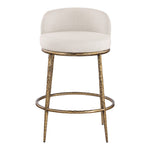 Ferro Linen Textured Performance Fabric Upholstered Counter Stool in Beige