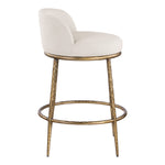 Ferro Linen Textured Performance Fabric Upholstered Counter Stool in Beige