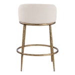 Ferro Linen Textured Performance Fabric Upholstered Counter Stool in Beige