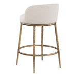 Ferro Linen Textured Performance Fabric Upholstered Counter Stool in Beige
