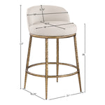 Ferro Linen Textured Performance Fabric Upholstered Counter Stool in Beige