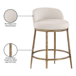 Ferro Linen Textured Performance Fabric Upholstered Counter Stool in Beige