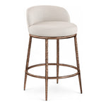 Ferro Linen Textured Performance Fabric Upholstered Counter Stool in Beige