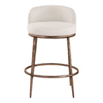 Ferro Linen Textured Performance Fabric Upholstered Counter Stool in Beige