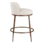 Ferro Linen Textured Performance Fabric Upholstered Counter Stool in Beige