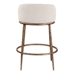Ferro Linen Textured Performance Fabric Upholstered Counter Stool in Beige
