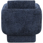 Alessandra Chenille Fabric Upholstered Swivel Accent Chair in Navy