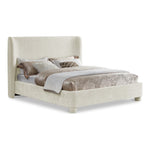 Penny Chenille Fabric Upholstered Queen Bed in Cream