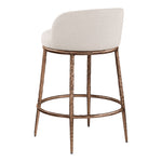 Ferro Linen Textured Performance Fabric Upholstered Counter Stool in Beige