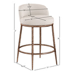 Ferro Linen Textured Performance Fabric Upholstered Counter Stool in Beige