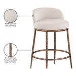 Ferro Linen Textured Performance Fabric Upholstered Counter Stool in Beige
