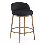 Ferro Linen Textured Performance Fabric Upholstered Counter Stool in Black