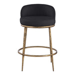 Ferro Linen Textured Performance Fabric Upholstered Counter Stool in Black