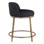Ferro Linen Textured Performance Fabric Upholstered Counter Stool in Black