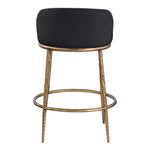 Ferro Linen Textured Performance Fabric Upholstered Counter Stool in Black