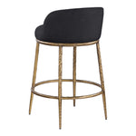 Ferro Linen Textured Performance Fabric Upholstered Counter Stool in Black