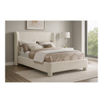 Penny Chenille Fabric Upholstered Queen Bed in Cream