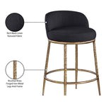 Ferro Linen Textured Performance Fabric Upholstered Counter Stool in Black