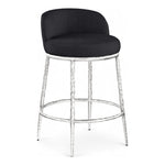 Ferro Linen Textured Performance Fabric Upholstered Counter Stool in Black
