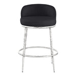 Ferro Linen Textured Performance Fabric Upholstered Counter Stool in Black