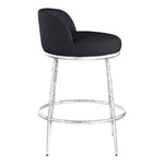 Ferro Linen Textured Performance Fabric Upholstered Counter Stool in Black