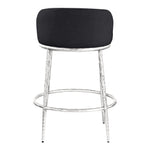 Ferro Linen Textured Performance Fabric Upholstered Counter Stool in Black