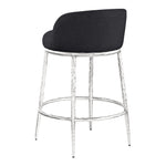 Ferro Linen Textured Performance Fabric Upholstered Counter Stool in Black