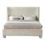 Penny Chenille Fabric Upholstered Queen Bed in Cream