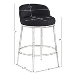 Ferro Linen Textured Performance Fabric Upholstered Counter Stool in Black