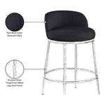 Ferro Linen Textured Performance Fabric Upholstered Counter Stool in Black