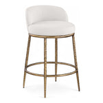 Ferro Linen Textured Performance Fabric Upholstered Counter Stool in Cream