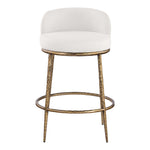 Ferro Linen Textured Performance Fabric Upholstered Counter Stool in Cream