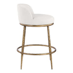 Ferro Linen Textured Performance Fabric Upholstered Counter Stool in Cream