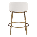 Ferro Linen Textured Performance Fabric Upholstered Counter Stool in Cream