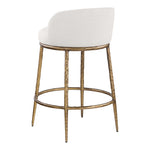 Ferro Linen Textured Performance Fabric Upholstered Counter Stool in Cream